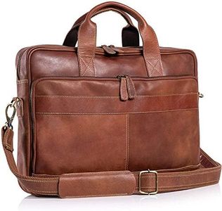 Leather briefcase 18 Inch Laptop Messenger Bags for Men and Women Best Office briefcase Satchel Bag (Tan)