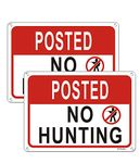 2 Pack No Hunting Warning Sign, 10 x 7 Inches Rust Free Aluminum, Weather/Fade Resistant, Easy Mounting Waterproof, Durable Ink