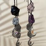 Handmade Crystal Window Car Hanging Ornaments Rear View Mirror Car Decor Celestite Green Fluorite Clear Quartz Amethyst Decorative Raw Stone Healing Crystals Moon and Star Car Accessories