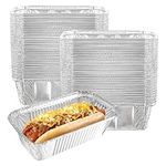 YYBD 100 Pack Loaf Baking Pans Aluminum Foil Thick Foil Bread Pan 1.1 Lb Heavy Duty Disposable Loaf Pan 6.9 x 3.8 x 2.2 inch Rectangle Baking Container for Holiday Treats Food Storage and Takeout