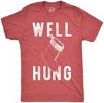 Mens Well Hung T Shirt Funny Christmas Stocking Tee Offensive Humor Xmas Gifts (Heather Red) - XXL