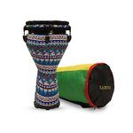 Kadence Djembe Drum 10” Fiber Skin, African Hand Carved Percussion Drum, With easy tuning brackets for beginners/professionals (10 Inch) (KAD-DJE-10)