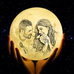 Moon Lamp Personalised Custom Moon Light with Photo and Text, Engraved LED Moon Lamp with Stand,USB Charging,16 RGB Color (15cm)