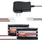 Tenergy 91031 9.6V Flat NiMH for RC Car, High Capacity 8-Cell 2000mAh Rechargeable, Replacement Hobby Pack with Standard Tamiya Connectors (2 Battery Packs + 1 Charger), Black