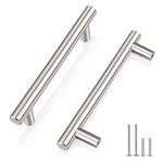 Probrico 10 Pack Brushed Nickel Stainless Steel Kitchen Cabinet T Bar Handle Furniture Drawer Pulls Cuoboard Knobs PD201HSS96(96mm Hole centers/150mm Long) UK Domestic Delivery