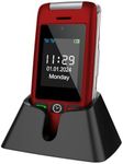 artfone C10 Red,with Charging Dock,2G Dual SIM Dual LCD Unlocked Flip Phone for Seniors with Large Colour Display, Big Buttons and Emergency SOS Button (UK and Irish Version)