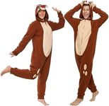 Funziez! Slim Christmas Adult Onesie - Fun Holiday Costume - Santa Clause and Reindeer One Piece for Adults, Women and Men