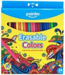 Pointer Erasable Colored Pencils with Hexagonal Shape, Soft Erasers, Vibrant Smooth Colors Comfortable Grip, Durable Quality Fun Creative Design Ideal for School Art Drawing Crafting Coloring - 24Pack