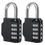 Combination Padlock,4 Digit Code Padlock Zinc Alloy Heavy Duty Locker Lock 2 Pack Padlock for Gym, School, Gate, Fence, Storage Case, Tool Box(Black)