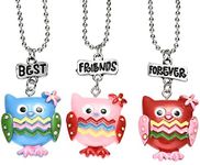 Onnea 3 Packs Best Friends Forever Kids Children Resin Pendant Necklace (Owl BFF)