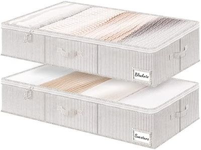 StorageWorks Underbed Storage Bins, Under Bed Storage Containers with Zippers, Closet Organizer for Clothes, Blankets, Gray and White Stripes, Jumbo, 2 Pack