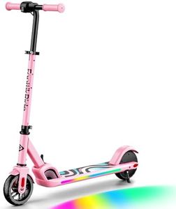 FanttikRide C9 Pro Monopattino Elettrico per Bambini 120-160 cm, Luci Arcobaleno Colorate, 8/13/16 km/h, Autonomia di 8 km, Display LED, Altezza Regolabile, Pieghevole, per Bambini fino a 60 kg, Rosa