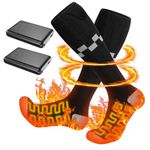 Heated Socks for Men,iKuchelife 2 x 7500 mAh Batteries Foot Warmer Electric Rechargeable Wool Heated Socks, 2 Heating Wire Heating Socks with 4 Temperatures for Whole Sole of the Foot