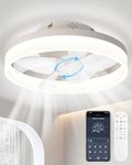 KALAHOL 50CM Led Ceiling Fans with Lights Reversible Remote, 360° Rotating Fan Blade, 3 Color Temperatures and 6 Speeds Bedroom Fan Ceiling Light, Quiet Ceiling Fan with Lamps for Living Room, White