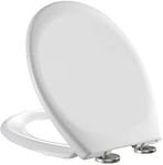 Live4Gadgets Slow Soft Close Toilet Seats White, Top Fixing, Stay Tight Toilet Lid Oval Shape, Heavy Duty Urea-Formaldehyde Anti-Bacterial Material Hygienic Easy to Clean for Bathroom Washroom Home