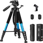 74" Tripod for Camera Cell Phone Video Photography, Heavy Duty Tall Camera Stand, Professional Travel DSLR Tripods Compatible with Canon Nikon iPhone, Max Load 15 LB