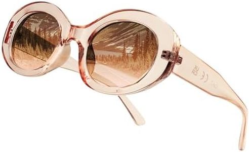 80Days Lunettes de soleil ovales pour femme - Monture audacieuse - Style vintage chic - Protection UV400, Rose cristal/marron rose dégradé