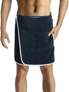HOMELEVEL Serviette de Bain - Paréo de Sauna en Coton avec Poche et Fermeture Scratch - Serviette Plage Kilt Homme Sortie de Bain Homme
