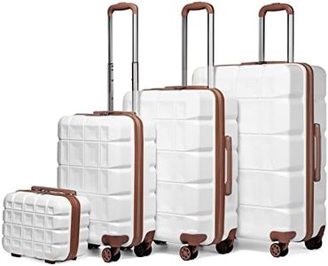 Kono Set de 4 Valise Rigide ABS Valise de Voyage 54cm Valise Moyenne 62cm Valise Grande 72cm à roulettes et Serrure TSA et Trousse de Toilette, Blanc