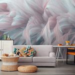 Colored Feathers 3D Wallpaper Mural, Simple Modern Style Large Custom Mural, Waterproof HD Photos Art Modern Space Design for Bedroom Living Room Study78"（W） x 39"（H）