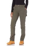 Dickies Women's Relaxed Straight Carpenter Duck Pant, Rinsed Moss Green, 2