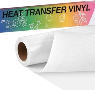 HTVRONT White Glitter HTV Heat Transfer Vinyl - 10" x 5FT White Glitter HTV for T Shirts, White Glitter Iron on Vinyl for All Cutting Machine, Custom Decal Crafts, Machine Washable