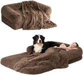 EHEYCIGA Foldable Human Dog Bed for Adult, Orthopedic Memory Foam Dog Bed for Humans, Waterproof Human Dog Bed for People, Faux Fur Human Sized Dog Bed, Brown, 72"x44"x12"