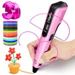 3D Pen for Kids, 3D Printing Pen Printer with 150ft PLA Filament Refills, 3-Dimensional Craft Drawing Art Set, stylo impression enfant 3-D Crayon Pencil Doodler,Gift for Boy Girl Teen 8-12(NP100,Pink)