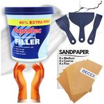 Wall Repair Kit With 1.4kg (1kg + 40% Extra Free) Wall Filler Ready Mixed For Holes Gaps| Plastic Filling Tools 12-Assorted Sand Paper & Gloves | Wall Hole Filler Gap Filler & Plaster Filler for Walls