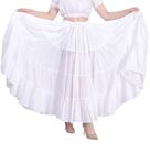 Wevez Women’s 40 Inch Cotton Full Circle Elastic Waist tribal fusion Belly Dance A Line Plus Size Maxi Skirt, White, 0X-3X