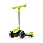 Jetson Scooters - Lumi 3 Wheel Kick Scooter (Green) - Kids Three Wheel Push Scooter with Adjustable Height Handlebars - Ultra-Lightweight Design with High Visibility Light Up LEDs on Stem and Wheels