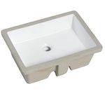 MEJE #T2014-19.5 Inch Rectangle Undermount Bathroom Sink, Ceramic Lavatory Vanity Sink,Under Counter Vessel Sink,White