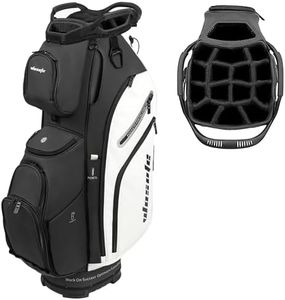 wosofe Golf Cart Bag Men Women Blue White Black Green Multiple 10 Pockets 14-Way Dividers Adjustable Strap Lightweight Cooler Pouch Handles Rain Cover (Black/White)