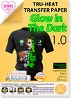 TransOurDream Glow in The Dark Iron on Heat Transfer Paper for T Shirts (10 Sheets, 8.5x11 inch) Printable Heat Transfer Vinyl for Inkjet Printer Light and Dark Cotton Fabrics（GD1-10）