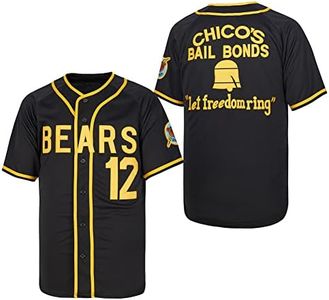 Movie Baseball Bad News Bears #3 Kelly Leak #12 Tanner Boyle 1976 Chico’s Bail Bonds Jersey for Men S-XXXL (#12 Black, Small)