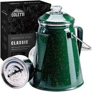 COLETTI Classic Percolator Coffee Pot — Camping Coffee Percolator, Campfire Coffee Pot – Camping Percolator for Groups — Brew for the Whole Campsite (Green, 18 Cup)