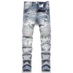 QIMYUM Men's Slim Fit Jeans Ripped Skinny Jeans for Men, Fashion Biker Jeans Stretch Moto Cargo Denim Pants, 2507blue, 32