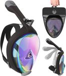 Aleoron Full Face Snorkel Mask UV Easybreath Foldable - 2.0 Panoramic 180 Seaview Snorkeling Mask with GoPro Camera Mount â€“ Scuba Mask Anti Fog Earplug & Bag for Adults & Youth (Women & Men)