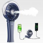 HandFan 4000mAh Handheld Misting Fan, 50ml Water Tank, Rechargeable Personal Mister Fan Portable AC, Spray Water Mist Fans, Foldable Cooling Ice Fans for Beach, Travel, Outdoors(Royal Blue)
