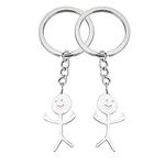 2Pcs Smiley Face Key Chain Cute Keychain Funny Sign Language Keychains Door Car Key Chains for Ladies Men Kids Key Chain Clip Personalized Hanging Decorations for Cars Bags (Silver 1)