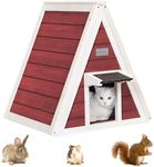 Petsfit Outdoor Cat House Weatherproof, Outside Feral Cat House with Escape Door,Outdoor Indoor Pet House for Small Animal, Small Rabbit Hutch Red