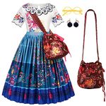 WIOLETA Princess Costume Dress for Girls Mirabel Clothes Dress Kids with Accessories Birthday Halloween Cosplay