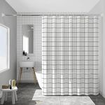 LQFMEHOT Peva Shower Curtain Liner,White Grid 5G Shower Liners with 12 Rustproof Metal Grommets and Weighted Magnets, Waterproof Duty Shower Curtains for Shower Bathroom 72 x 72