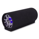 Pyle Car Subwoofer Tube 8 Inch 250 Watt 4 Ohm Bass Speaker System Compact Carpeted Enclosure with LED Aluminium Voice Coil RCA Input for Deep Car Audio Upgrade