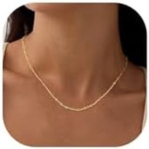 NECOCY Gold Lip Chain Necklace Dainty 14K Gold Plated Layering Thin Chain Necklaces Set Non Tarnish Jewelry Chain Simple Necklaces Stacked Fashion Choker Jewelry for Women