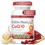 CoQ10 Cardiovascular Supplement – Coenzyme Q10, Nattokinase, Pomegranate, Garlic & Lysine for Blood Cholesterol, Circulation & Heart Health, Supplement for Men & Women, 120 Capsules by Rhoziva