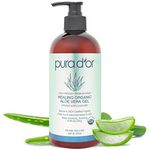 PURA D'OR Organic Aloe Vera Gel (16oz) 100% Pure USDA Certified Organic - Deeply Hydrating, For Clearer, Softer & Moisturized Skin - Helps with Sunburn, Bug Bites, Rashes, Small Cuts, Eczema Relief