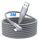 Siwket USB C Cable [3M] 90 Degree Type C Fast Charge Cable Braided USB C Charger Cord for Galaxy S10 S9 S8 Plus/Note 9 8,A50 A70 A80,LG G7 G6 V30,Moto G7 P20,Sony Xperia XZ,HTC Xiaomi-Grey