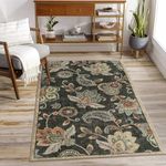 Morebes Floral Washable Rugs 3x5,Brown Throw Rugs for Bedroom Non Slip,Soft Distressed Paisley Bathroom Mat, Entryway Rug Indoor Accent Floor Chair Carpet for Living Room Coffee Table