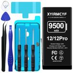 XYIRMCYF 9500mAh Super Capacity Battery Compatible with iPhone 12/12 Pro, 0 Cycle Li-Polymer Battery Compatible with iPhone 12/12 Pro, with Professional Repair Tool Kit